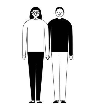 Beyaz arka plan üzerinde çift karakterler