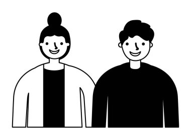 Beyaz arka plan üzerinde çift karakterler