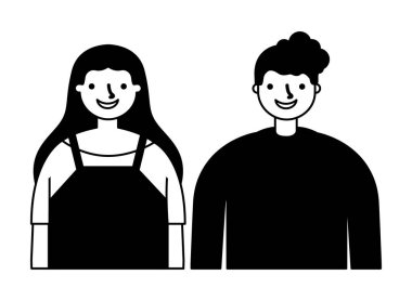 Beyaz arka plan üzerinde çift karakterler