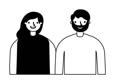 Beyaz arka plan üzerinde çift karakterler