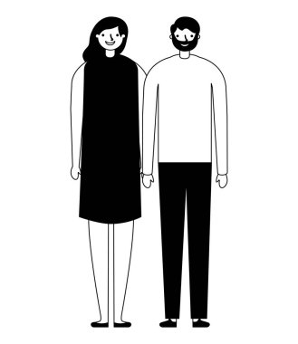 Beyaz arka plan üzerinde çift karakterler