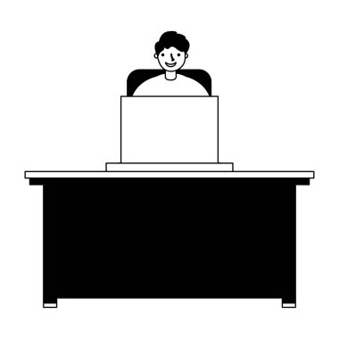 işyerinde dizüstü bilgisayar ile adam