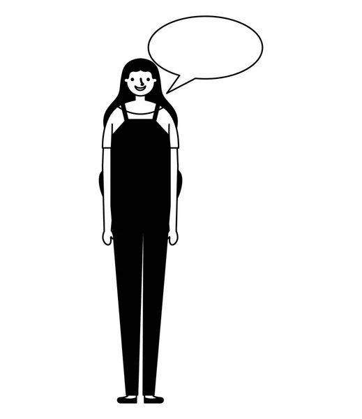 Frauenfigur mit Sprechblase — Stockvektor