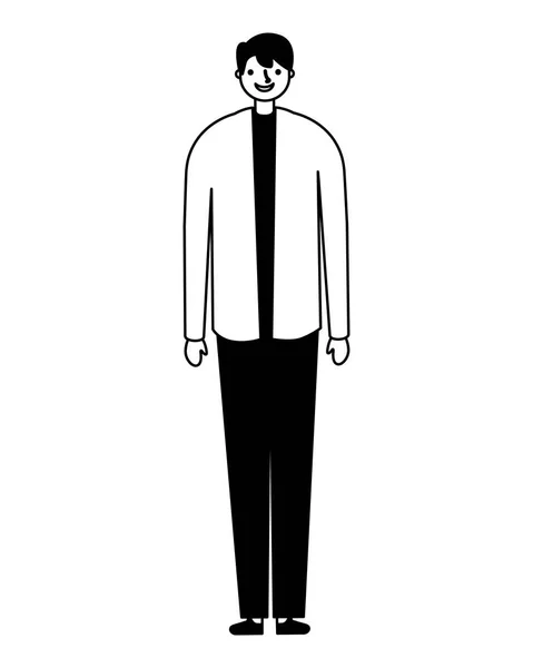 Uomo in piedi su sfondo bianco — Vettoriale Stock