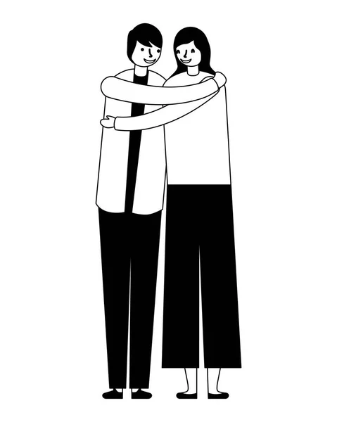 Coppia abbracciato romantico su sfondo bianco — Vettoriale Stock
