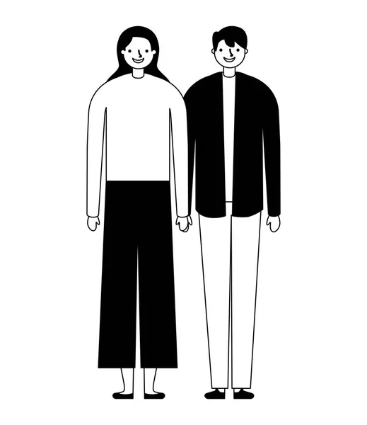 Personagens casal no fundo branco — Vetor de Stock