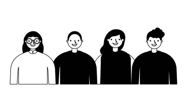 Группа мужчин и женщин на белом фоне — стоковый вектор