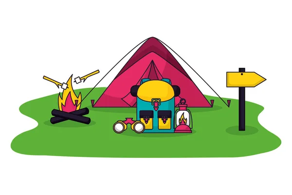 Camping concept de vară — Vector de stoc