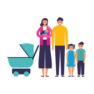 Aile Anne Çocuk ve bebek arabası