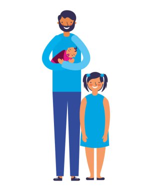 bebek ve kızı taşıyan baba