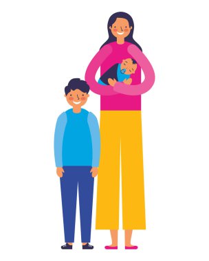 bebek ve oğlu taşıyan anne