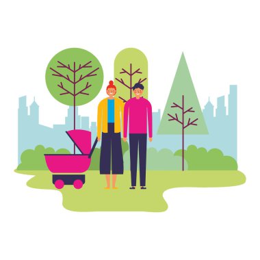 Anne Bebek Çocuk arabası ailesi Park