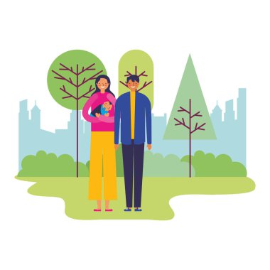 Anne Bebek Çocuk parkta taşıyan