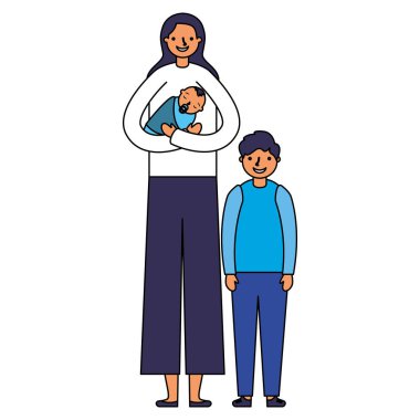 bebek ve oğlu taşıyan anne