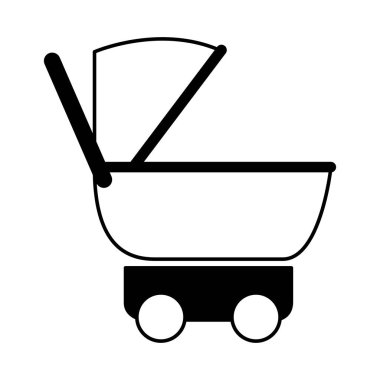 Çocuk arabası bebek beyaz arka plan üzerinde