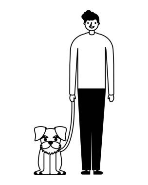 onu evcil köpek ile mutlu adam