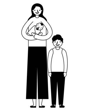 bebek ve oğlu taşıyan anne