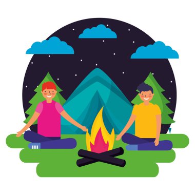 çocuklar gece manzara orman kamp çadır