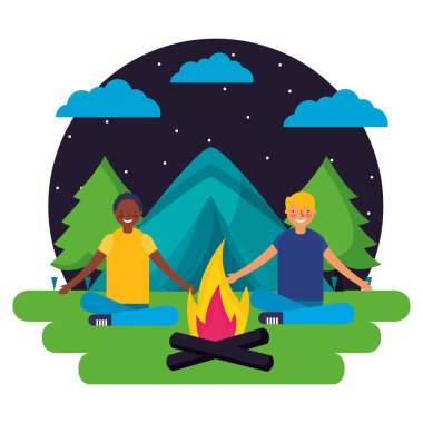 çocuklar gece manzara orman kamp çadır