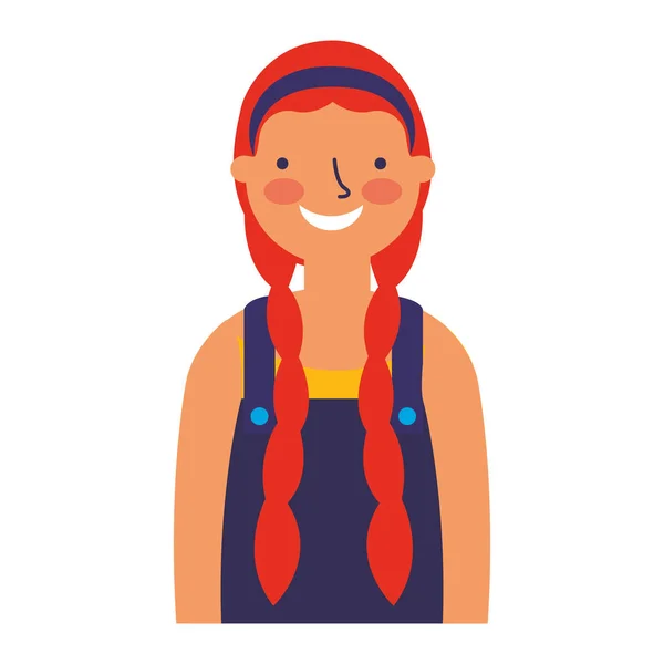 Retrato Sorridente Menina Jovem Personagem Vetor Ilustração — Vetor de Stock