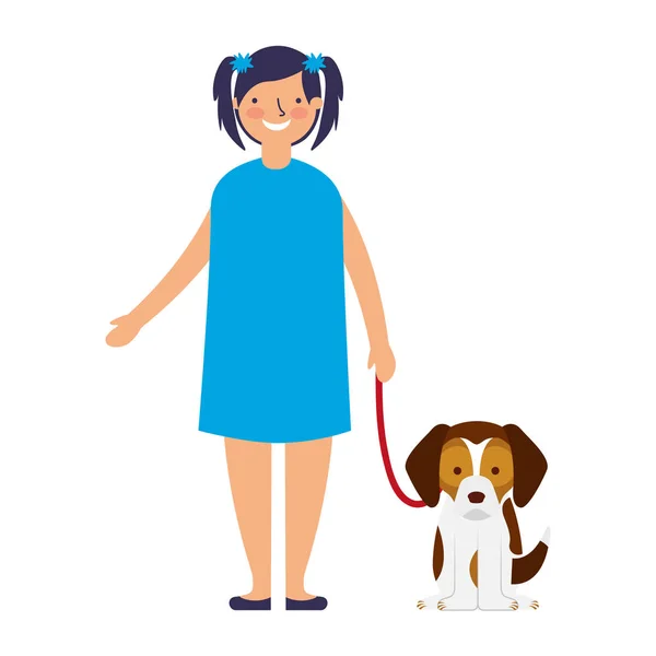 Happy girl with her pet dog — Stock Vector