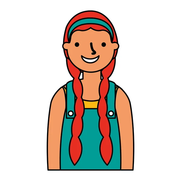 Retrato sorridente menina jovem personagem — Vetor de Stock