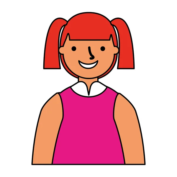 Retrato sorridente menina jovem personagem — Vetor de Stock