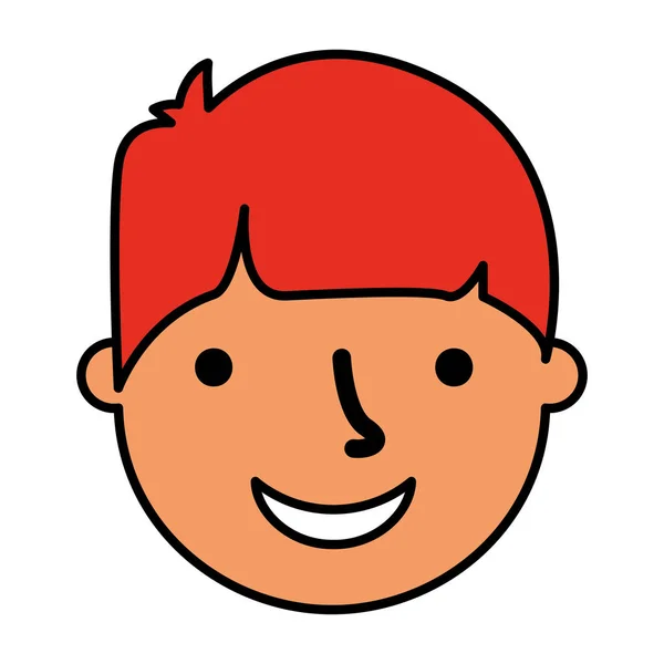 Happy young boy face character — Stock Vector