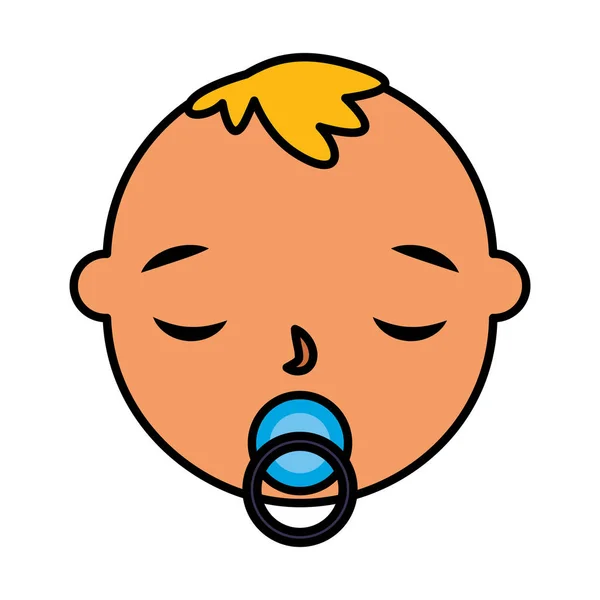 Cute baby boy face with pacifier — Stockvector