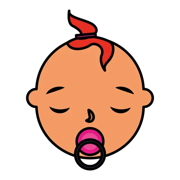 Πρόσωπο κορίτσι χαριτωμένο μωρό με πιπίλα — Διανυσματικό Αρχείο