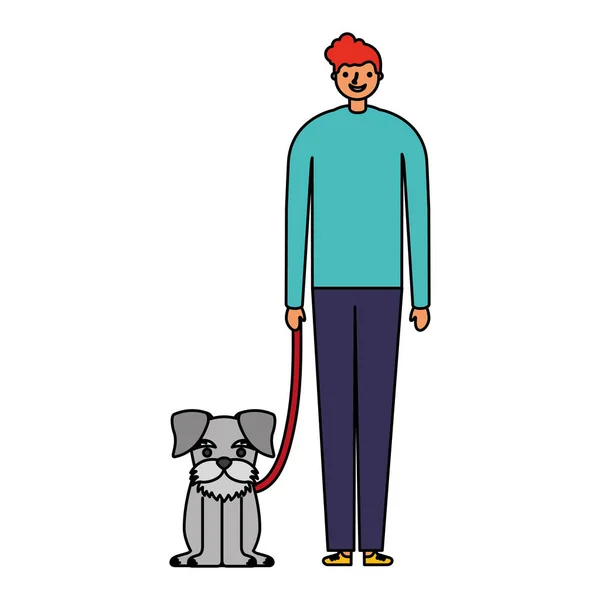 Gelukkig man met haar hond — Stockvector