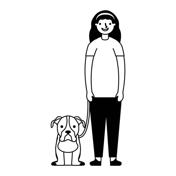 Chica feliz con su perro mascota — Archivo Imágenes Vectoriales