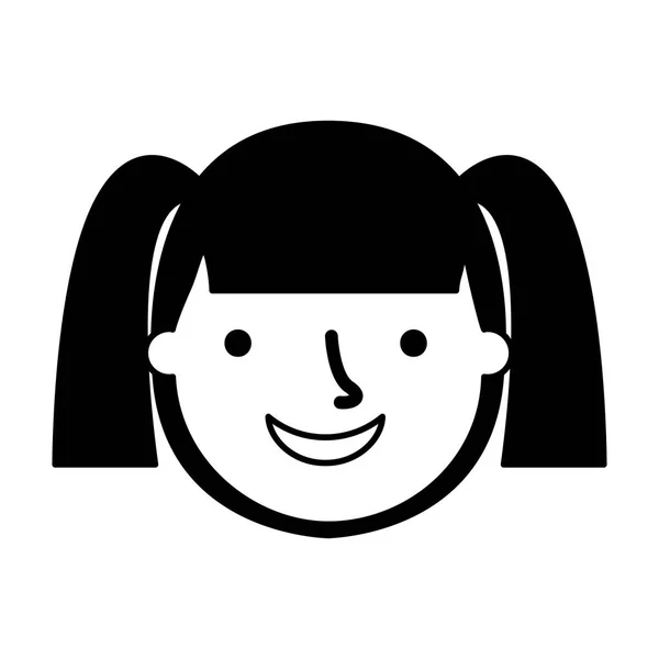 Menina feliz rosto personagem — Vetor de Stock