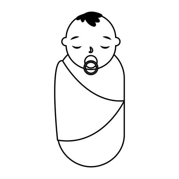 Mignon bébé garçon avec sucette — Image vectorielle