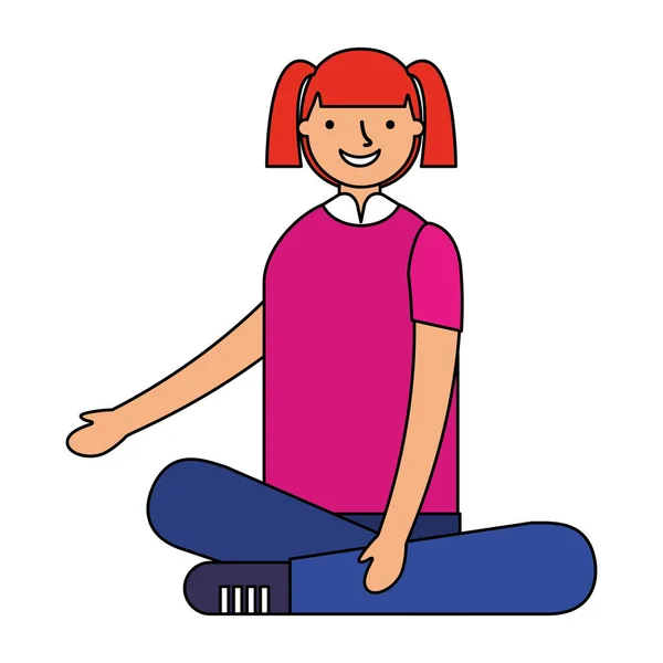 Sorridente ragazza seduta gambe incrociate — Vettoriale Stock
