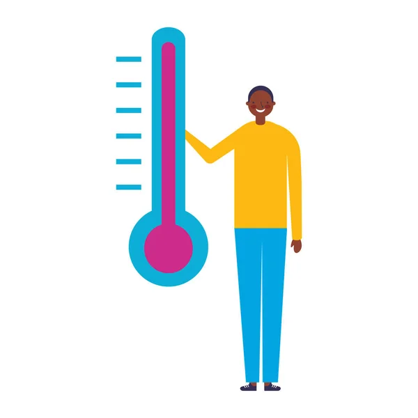 Hombre con termómetro de temperatura — Archivo Imágenes Vectoriales