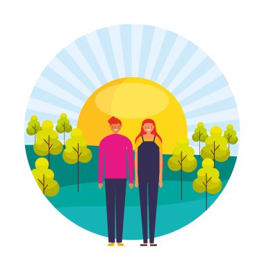 mutlu çift doğal peyzaj