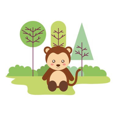 sevimli maymun açık havada oturan