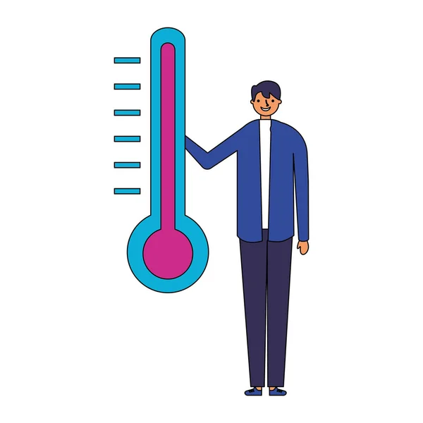 Mannen med temperatur termometern — Stock vektor