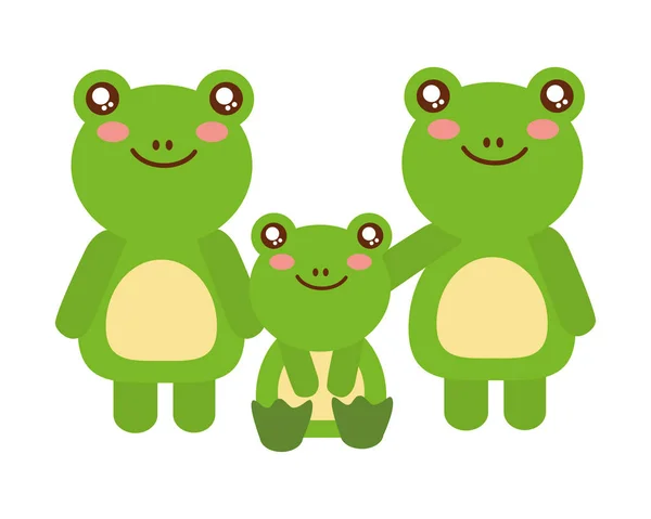 Cute family frogs animals cartoon — Διανυσματικό Αρχείο