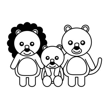 sevimli aile aslan hayvanlar karikatür
