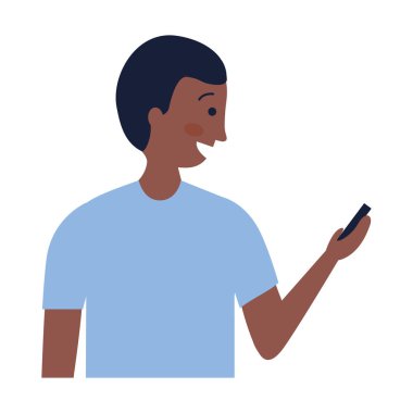cep telefonu cihazı beyaz arka plan kullanarak adam