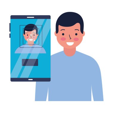 Adam yüz tarama biyometrik dijital teknoloji