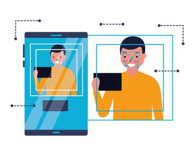 Adam yüz tarama biyometrik dijital teknoloji