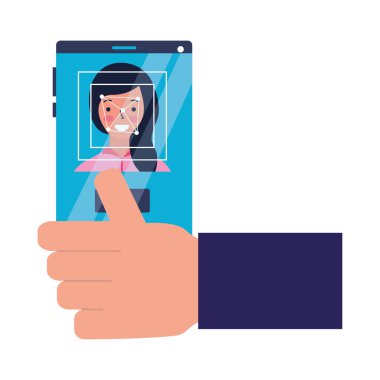 Mobil kadın yüz taraması ile el