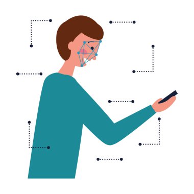 Adam yüz tarama biyometrik dijital teknoloji