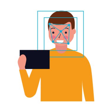 Adam yüz tarama biyometrik dijital teknoloji