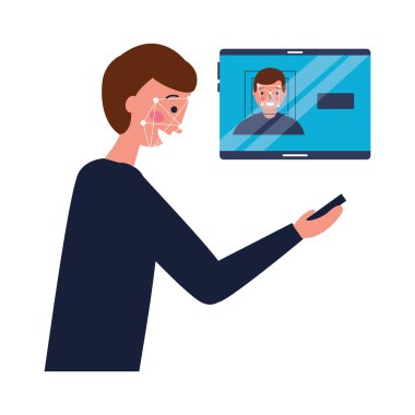 Adam yüz tarama biyometrik dijital teknoloji