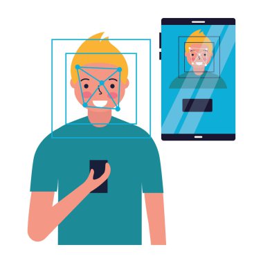 Adam yüz tarama biyometrik dijital teknoloji