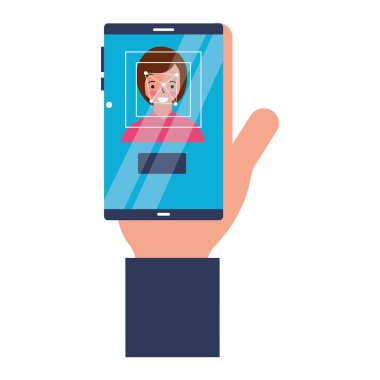 Mobil kadın yüz taraması ile el